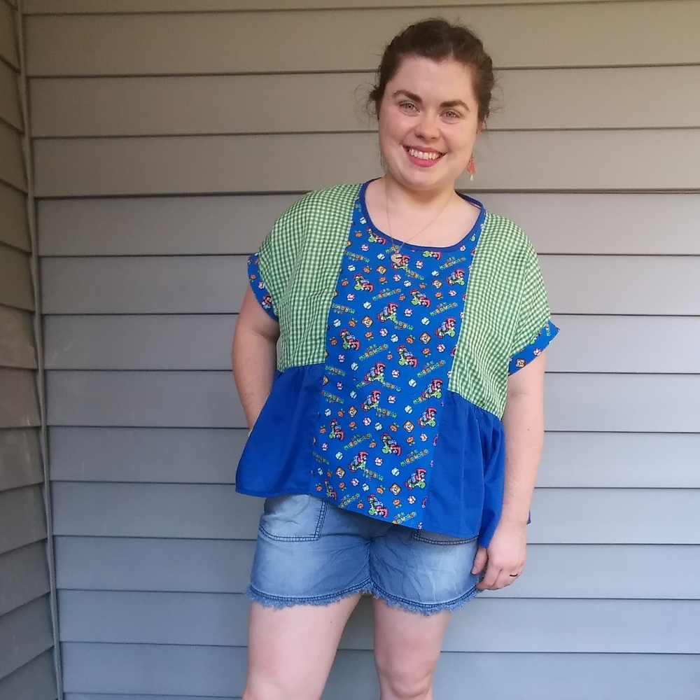Handmade colorblock Mario blouse